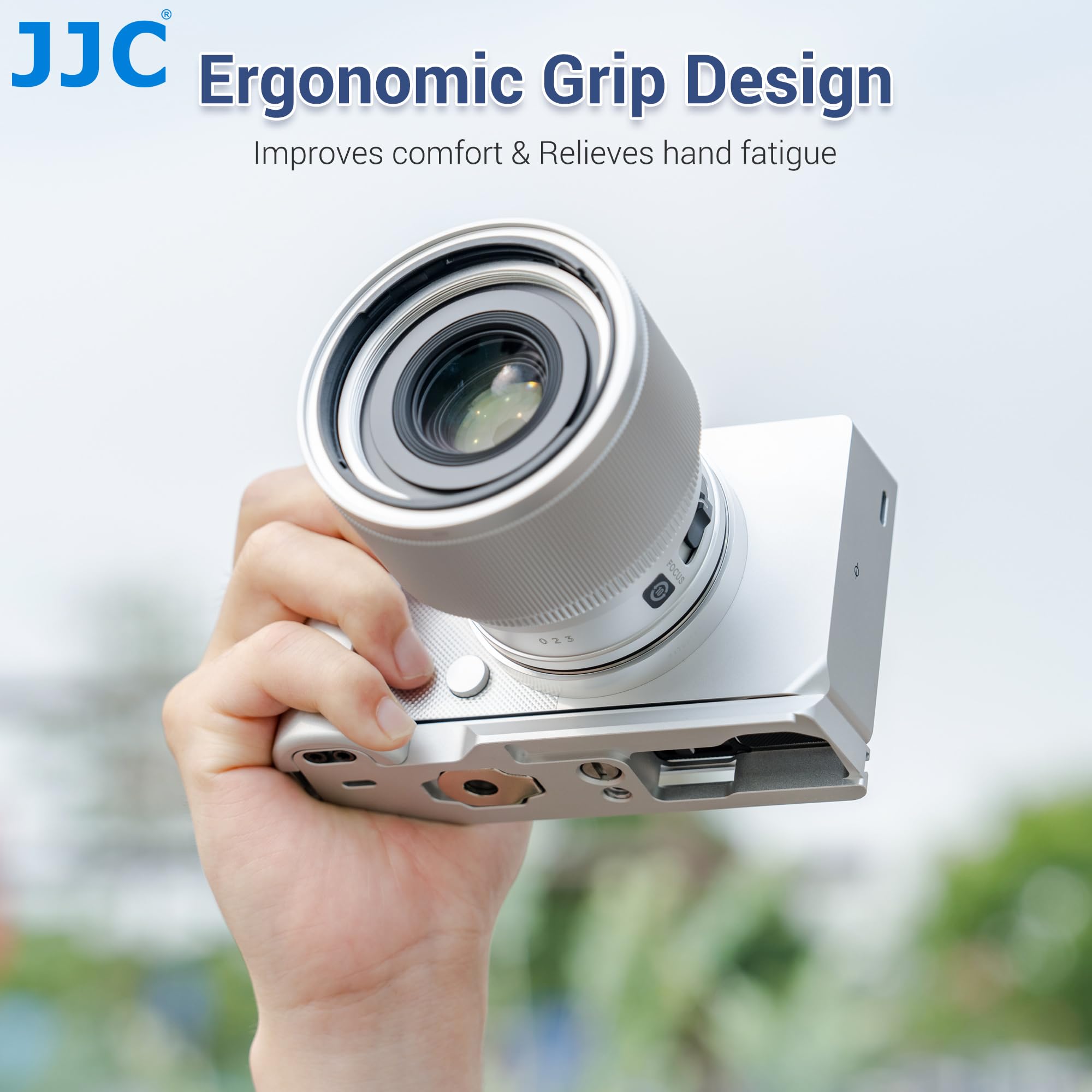 JJC Metalowy uchwyt kompatybilny z kamerą Sigma BF, system szybkiego zwalniania do Arca, 1/10.2 cm - 20 otworów, uchwyt w kształcie litery L, kompatybilny z klipsem do kamery Peak Design V3