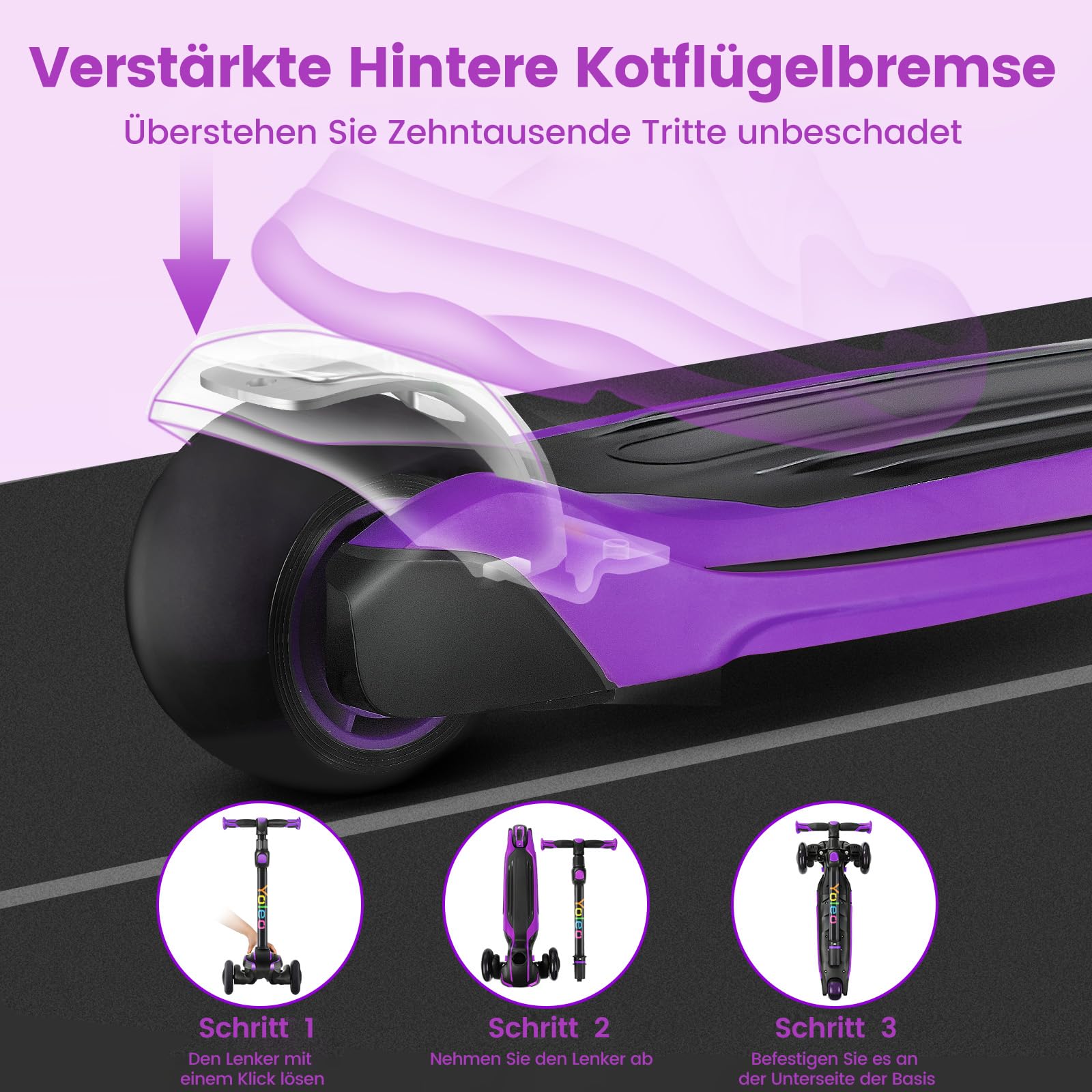 YOLEO Roller Kinder für 3–12 Jahre, Kinder Roller mit 4 Verstellbaren Höhen, Leuchtenden Räder Kinderroller, Stoßdämpfendes Design, Leicht zu Lenken, Balance-Trainings-Roller für Kinder