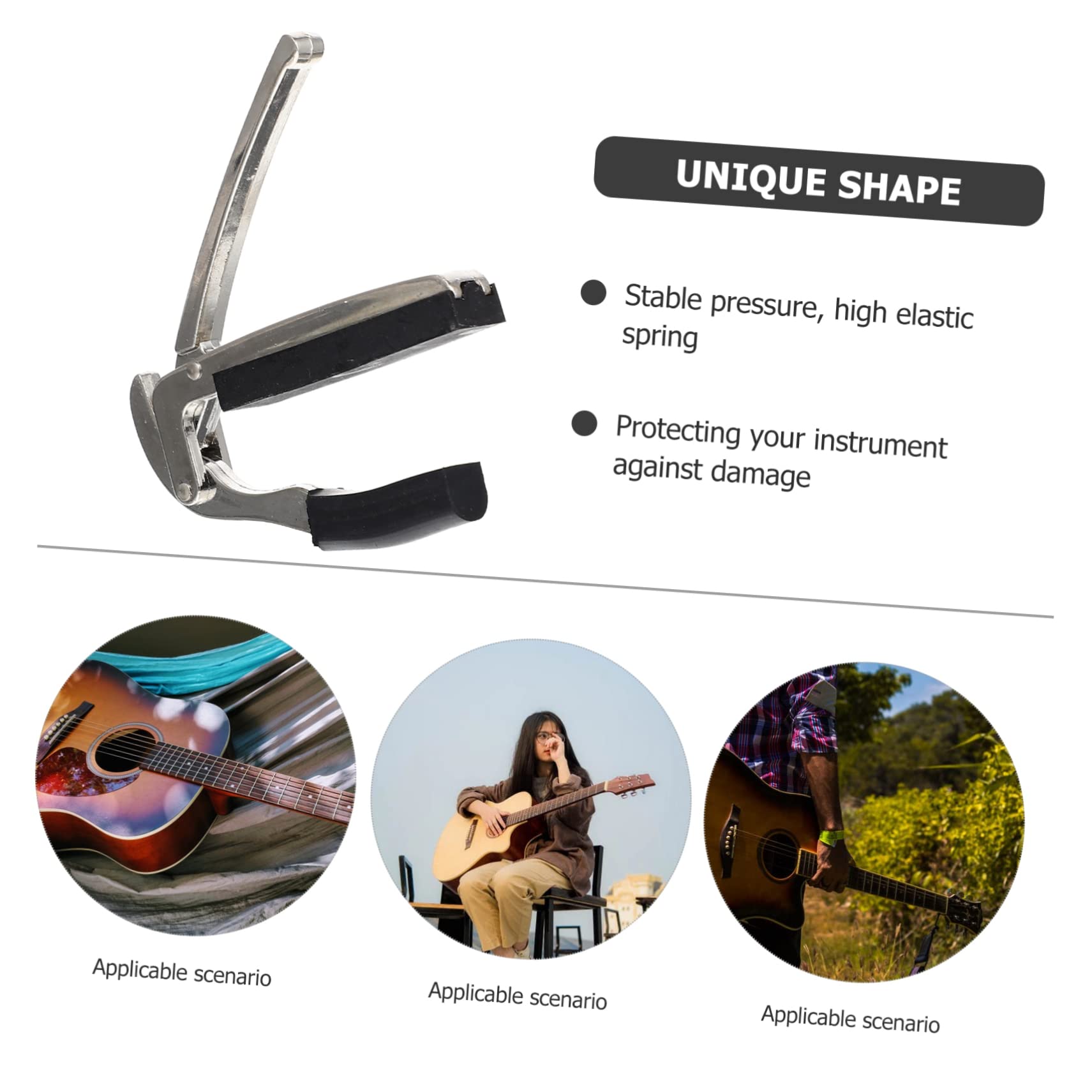 4 Piezas Capo de Guitarra Portátil de Metal y Goma Clip de Afinación para Guitarra Folk Creativo y Duradero Mano para Varias