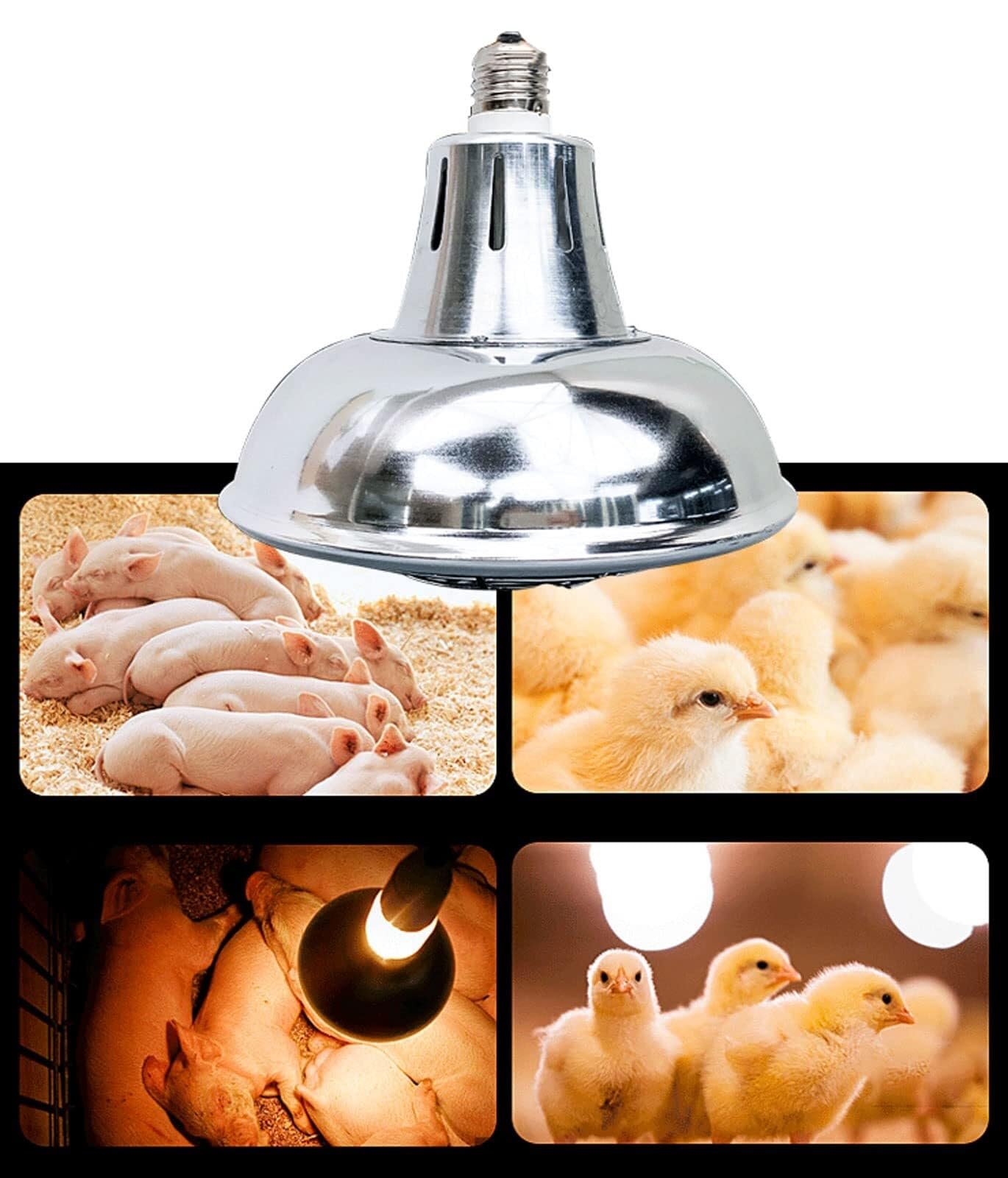 Lámpara de calor para perros y reptiles, lámpara de calor de vivero de 200-400 W para perreras y gallineros, calor alto y bajo ajustable para cría y agricultura