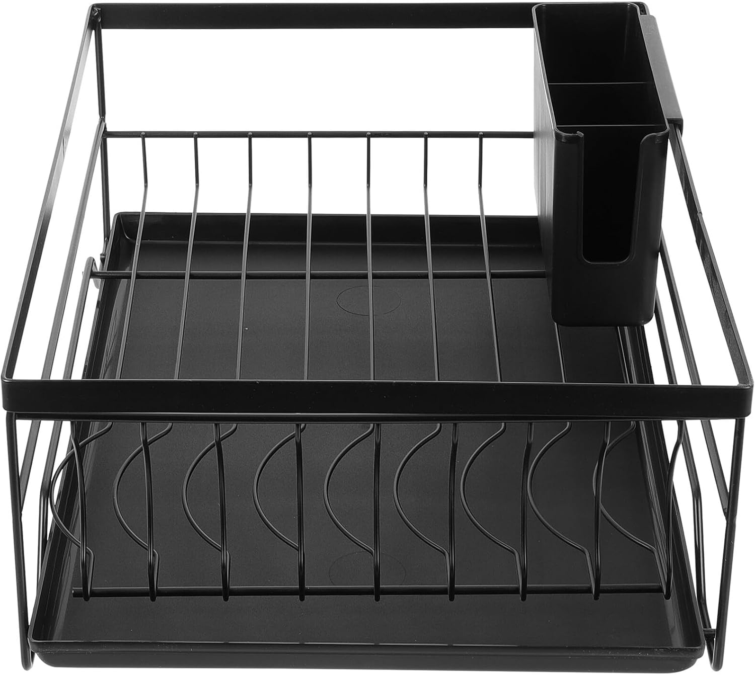 Kitchen Draining Shelf Iron Dish Rack Single Layer Black Household Tableware Holder for Countertop Drying and Storage