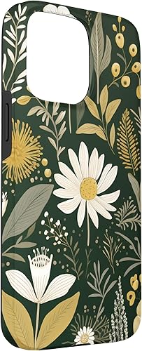 Vista 75 de Funda botánica retro para iPhone 11 Pro Max con diseño botánico bohemio y verde oliva
