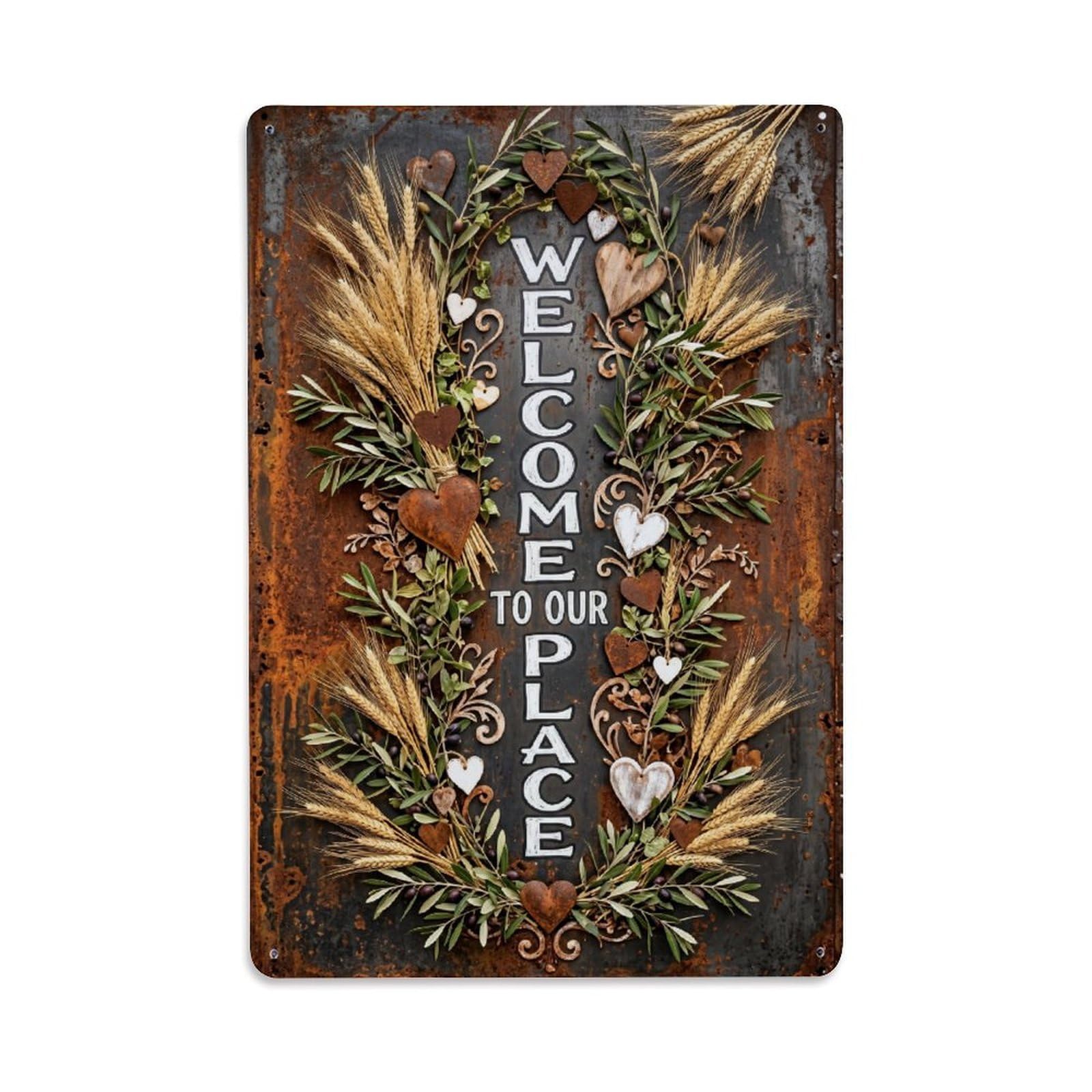 Welcome Rustic Hanging Door 1 Vintage Metal Tin Sign Plaque Wall Decor for Cafe, Club, Garden Metal Poster 8x12Inch