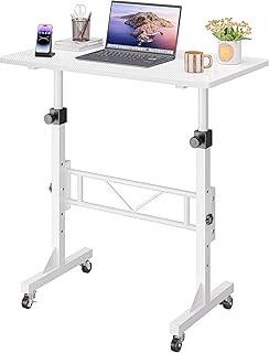 HOMIDEC Höhenverstellbarer Schreibtisch mit Rollen, Tisch Computertisch Stehpult Schreibtisch Höhenverstellbar für Walking Pad Laufband für Zuhause, PC Tisch Klein für Home Office, 80 x 40 cm, Weiß