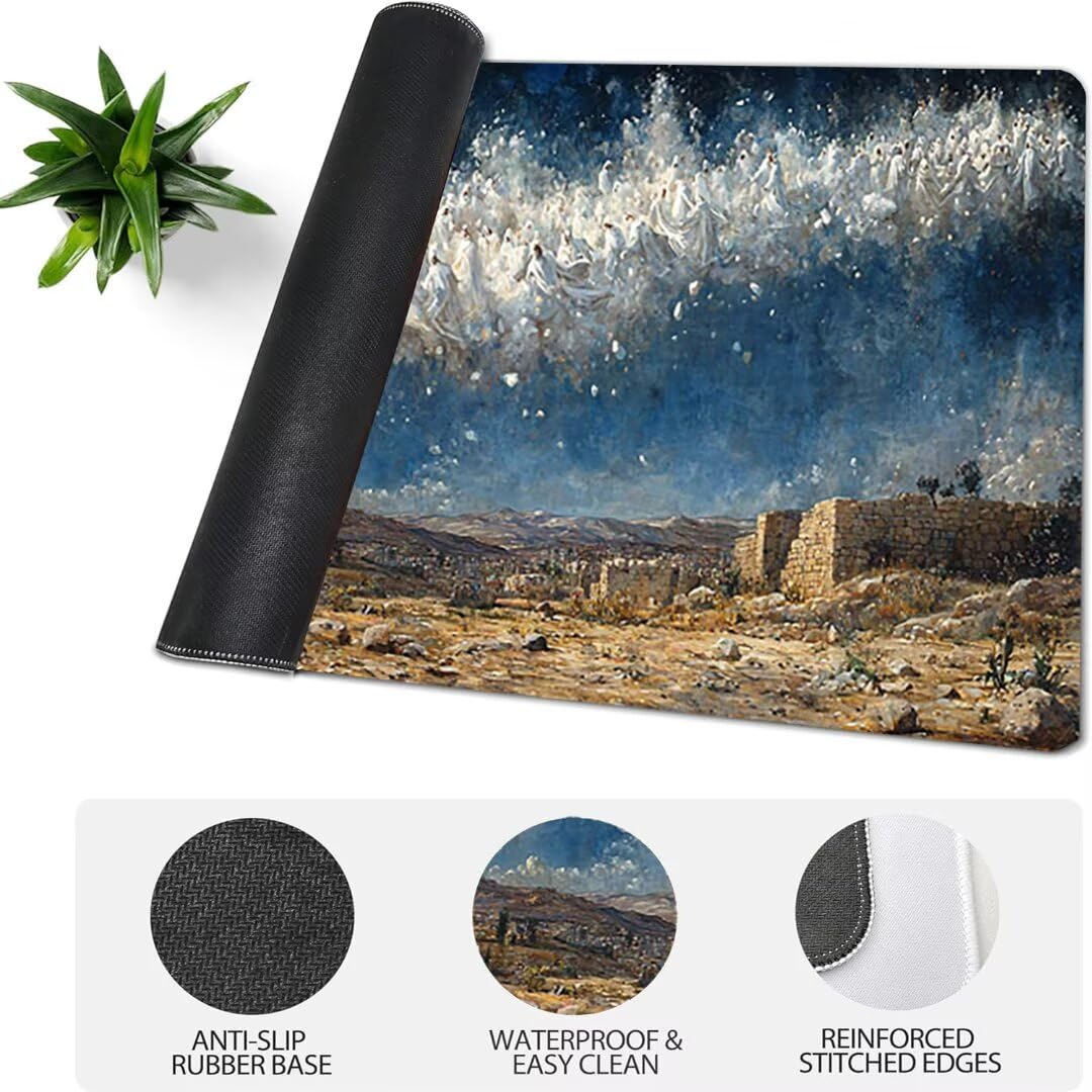 Podkładka pod mysz do gier XXL kwiat anioła, podkładka pod mysz XXL - 1400 x 600 x 3 mm, podkładka pod mysz matowa, bardzo duża tkanina na biurko dla graczy, antypoślizgowa podstawa, dla graczy