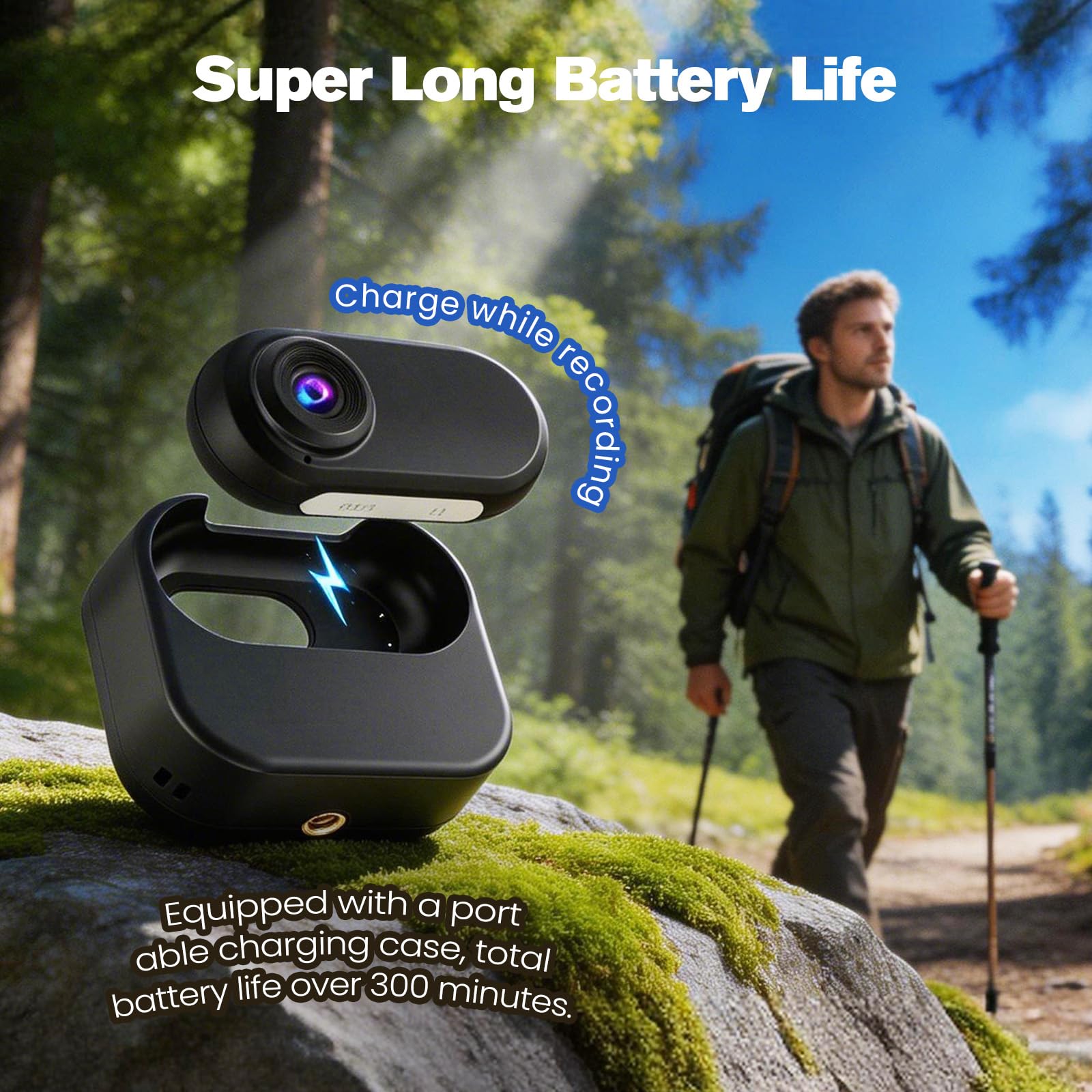 1080P Mini Körperkamera mit Akku-Case & 128GB, Helmkamera Motorrad POV Kamera für Fahrrad, Ski, Outdoor Abenteuer & Geschenk für Damen und Herren(Schwarz)