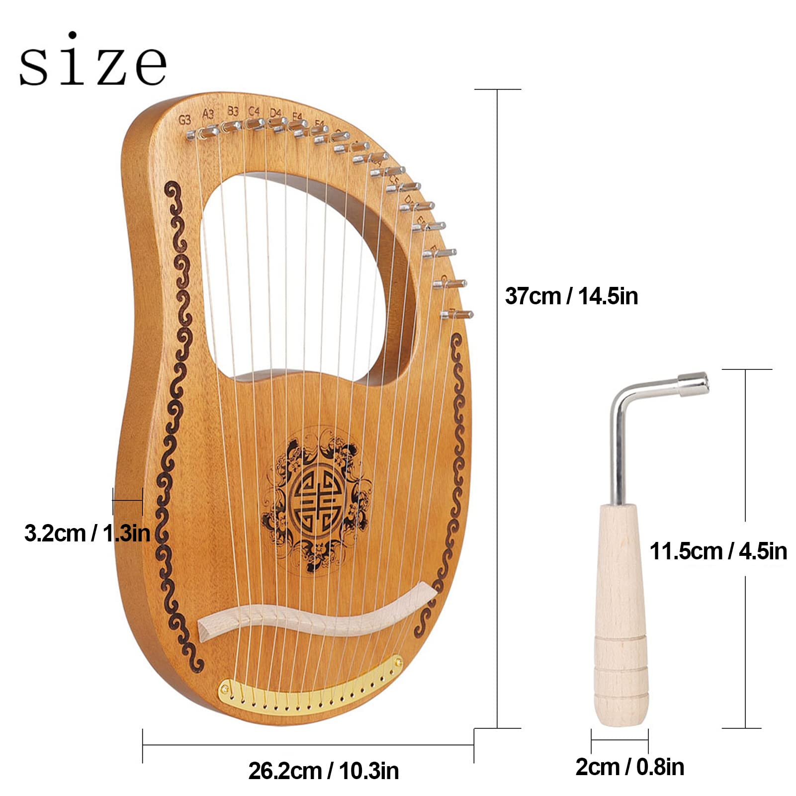 Arpa in mogano 16 corde in acciaio dal design concavo, strumento musicale di qualità professionale per spettacoli teatrali, riunioni di famiglia