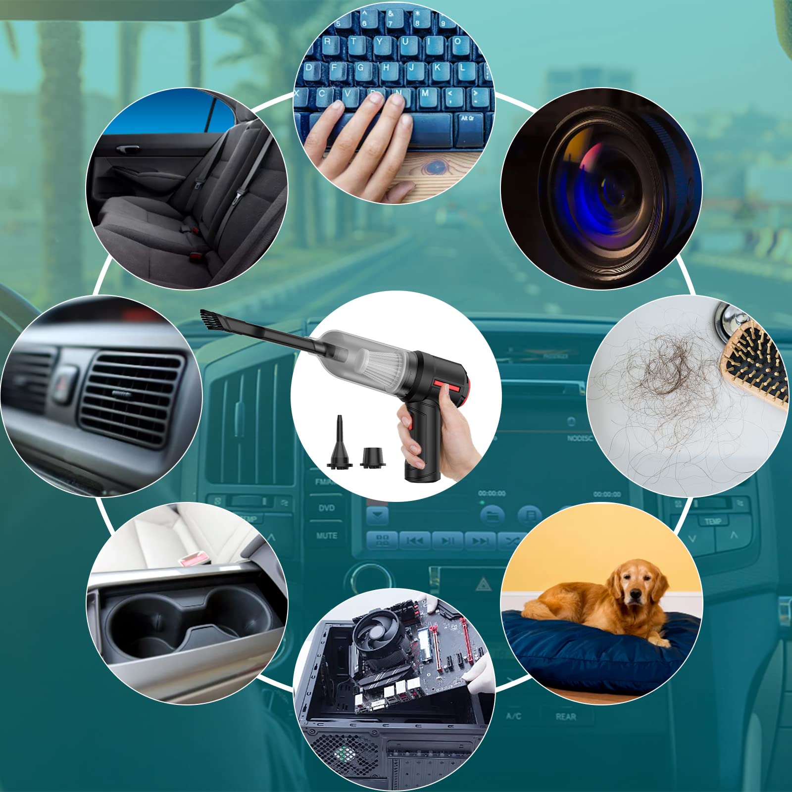 Mini Aspirapolvere Senza Fili Aspirapolvere Portatile Senza Fili 9000PA Ricaricabile Lavabile per Desktop, Tastiera, Auto, Ufficio