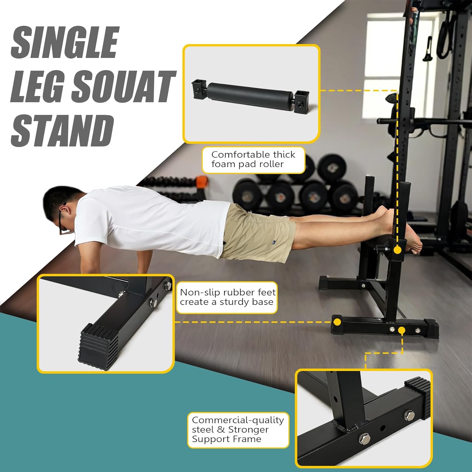 KORIKAHM Single Leg Squat Roller, Adjustable height Leg Squat Stand, Bulgarian Split Squat Stand for Home Gym Leg Strength Training