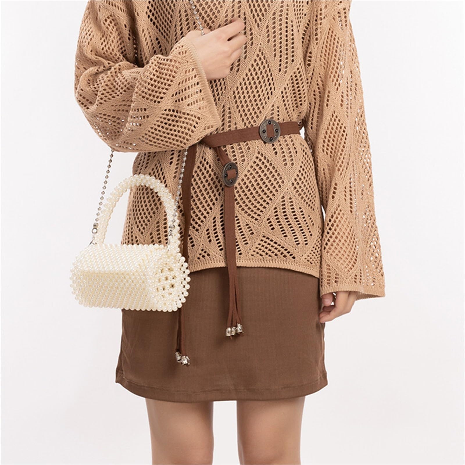 Beaded Bag Handgemachte Damen Abend-Clutch in Zylinderform mit Perlen, einzigartige Perlen-Hochzeitshandtasche, Modedesigner-Umhängetasche