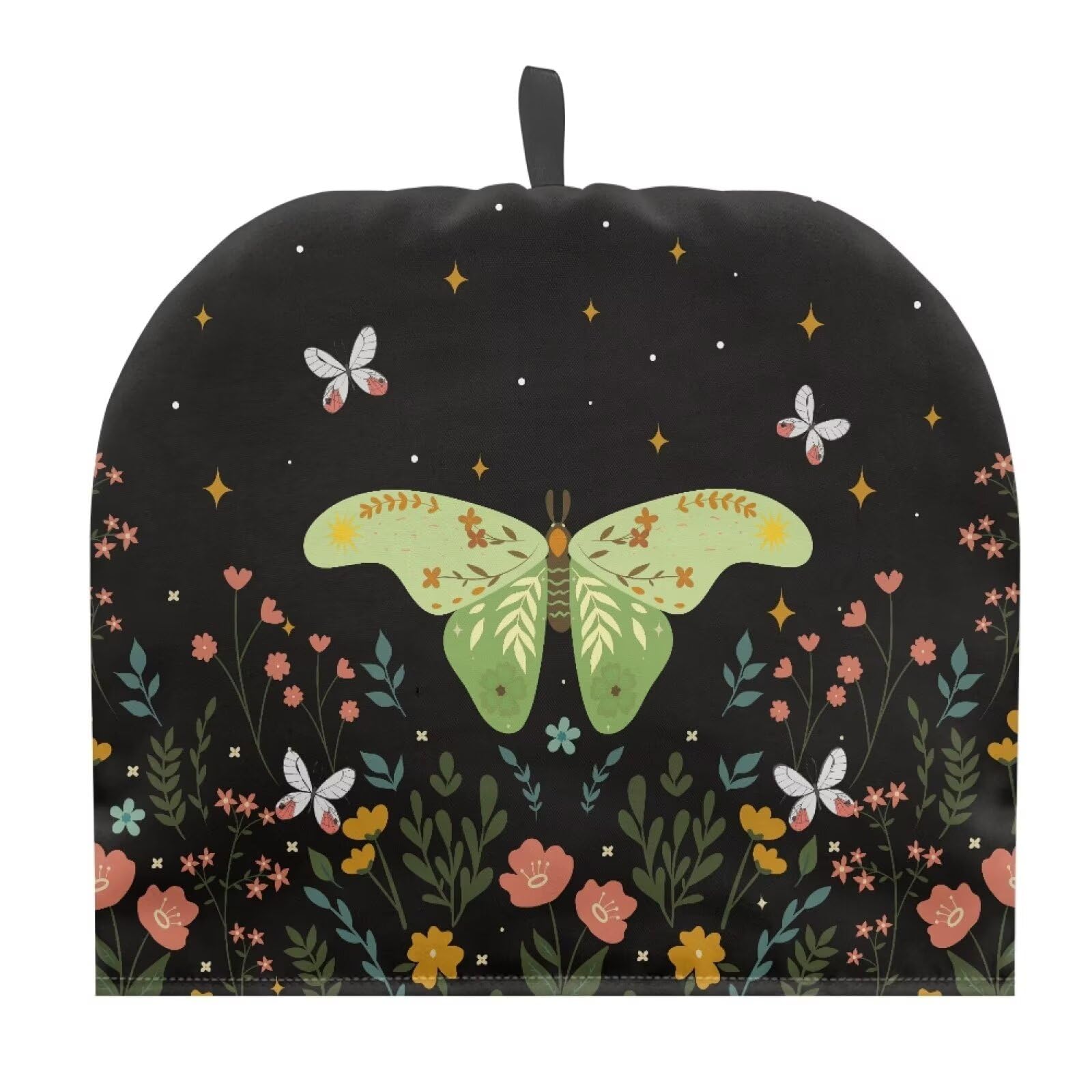 Tomeusey Butterfly Floral Teapot Cozies, Durable Teapot Dust Cover with Top Drawstring Kitchen Tea Pot Protective Cover,Home Kitchen Tea Table Office Decor