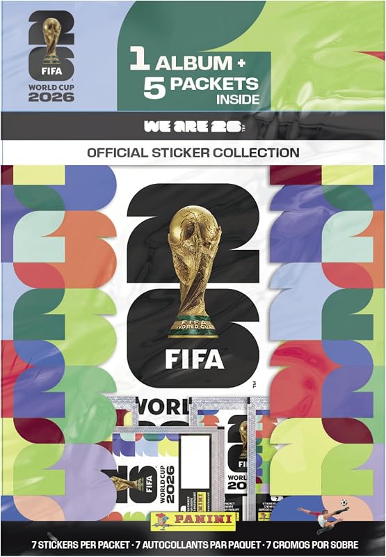 2026 Panini FIFA World Cup Sticker Starter Bundle – Official Album + 5 Sticker Packs – Licensed Tournament Collection