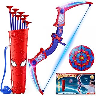 Toy from 3-12 years boy, spider toy with red and blue LED lights, spider quiver and net target, gift boy 3-12 years gift ideas, children's toy, garden, outdoor games for children