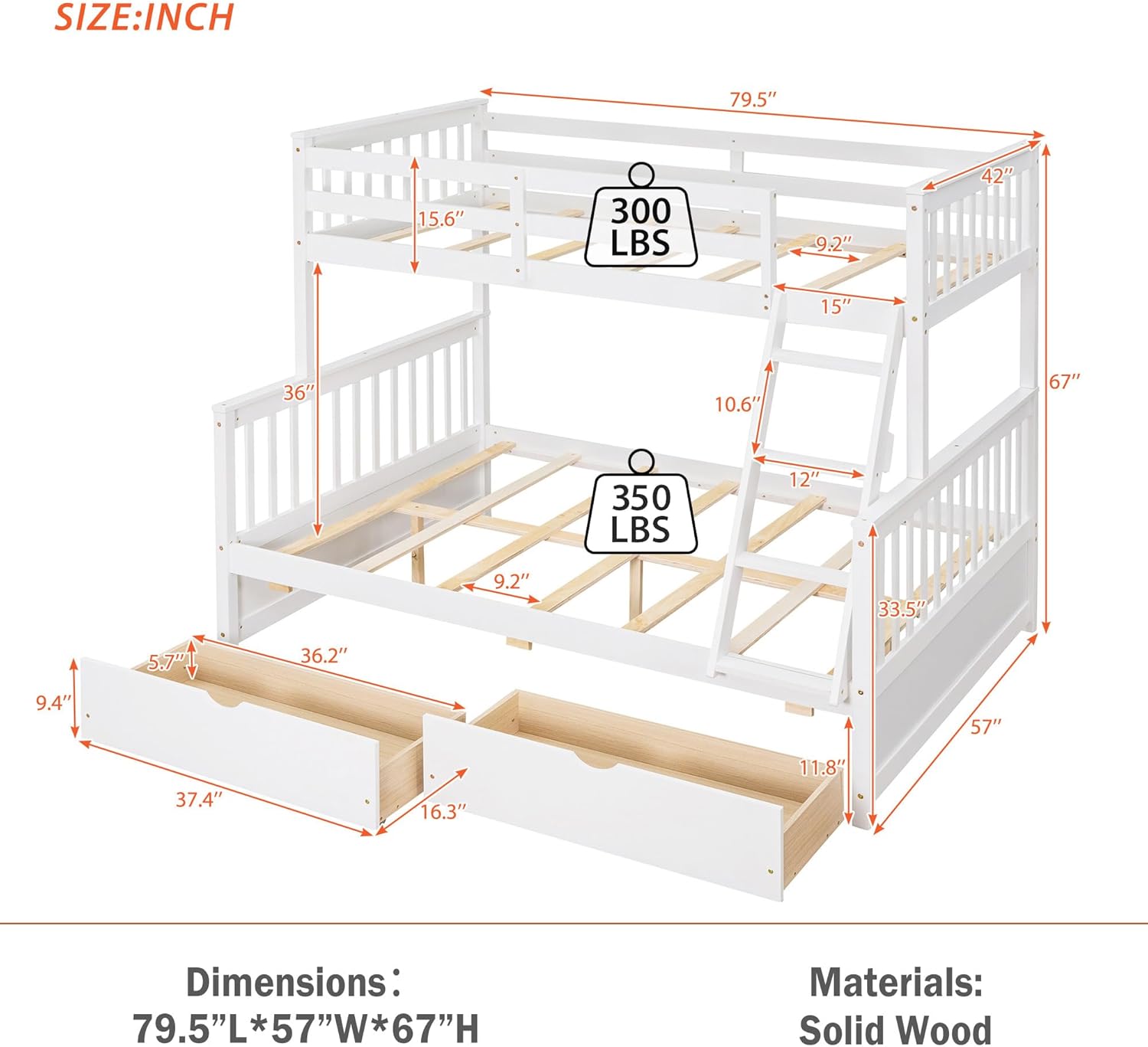 Merax Wood Bunk Bed dimensions and weight capacities
