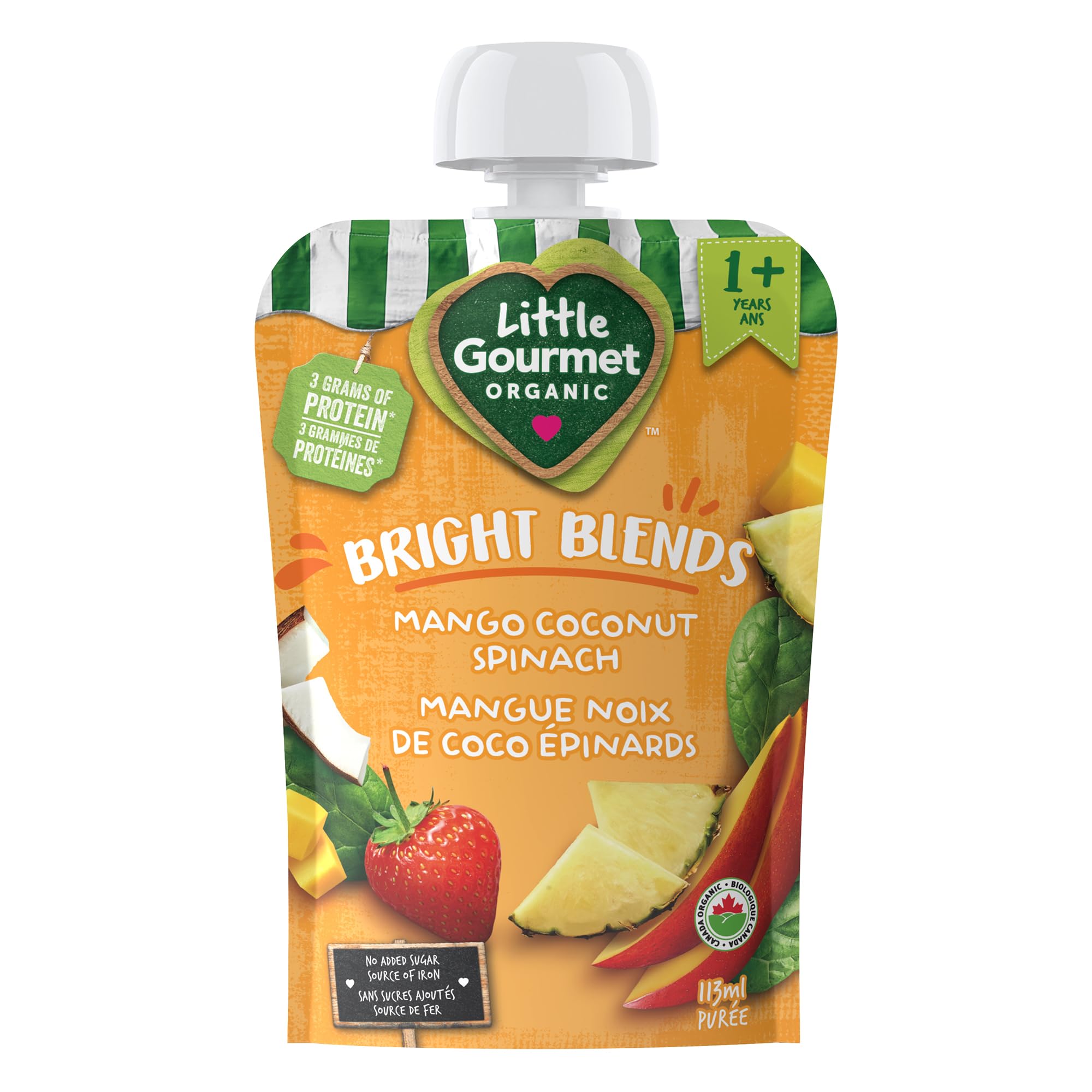 Little Gourmet Organic Toddler Snack Bright Blends Mango Coconut Spinach, 113ml (12 Pack) - 5