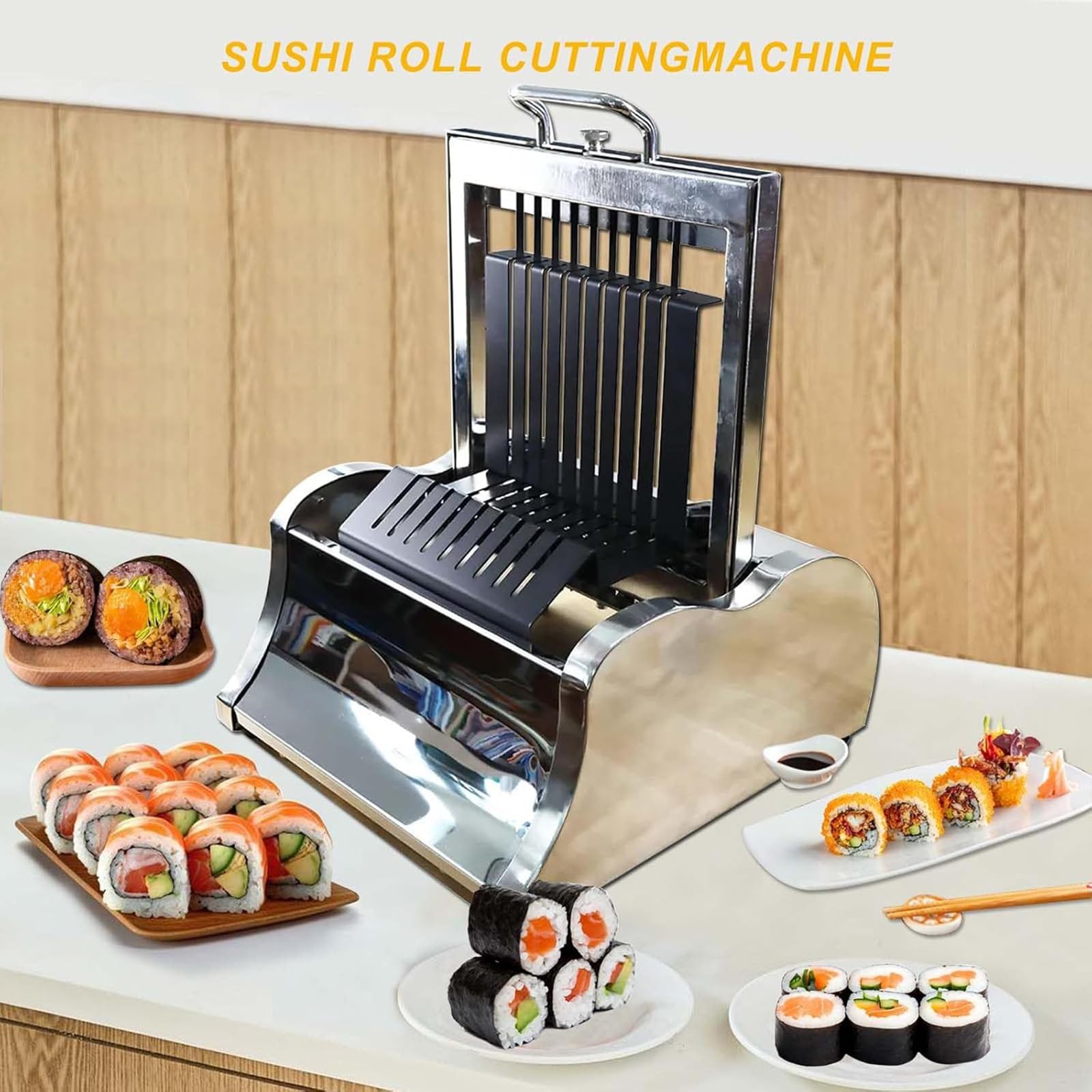 Krajalnica do sushi, krajalnica do kulek ryżowych ze stali nierdzewnej, ręczne 10-segmentowe narzędzie do krojenia posiłków, imprez, restauracji