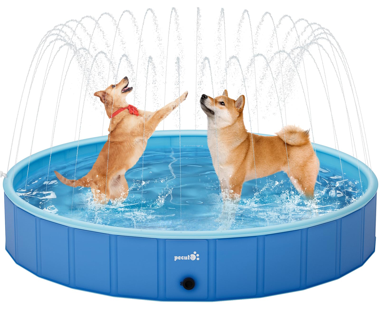 Pecute Piscina per Cane Pieghevole Medi e Grandi(180x30cm), Piscina per Cani + Tappetino per Spruzzi per Cane & Bambini, Vasca da Bagno per Cani,di PVC Antiscivolo Resistente all'Usura,XL