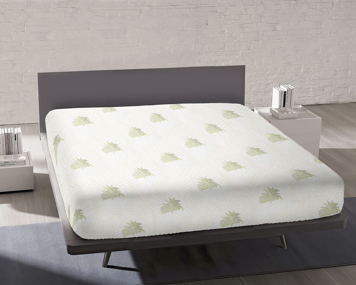 Banzaii Coprimaterasso Aloe Vera Matrimoniale 170/180 cm x 190/200 cm, Proteggi Materasso Anallergico Antiacaro e Traspirante, Elasticizzato con angoli 30 cm, Made in Italy