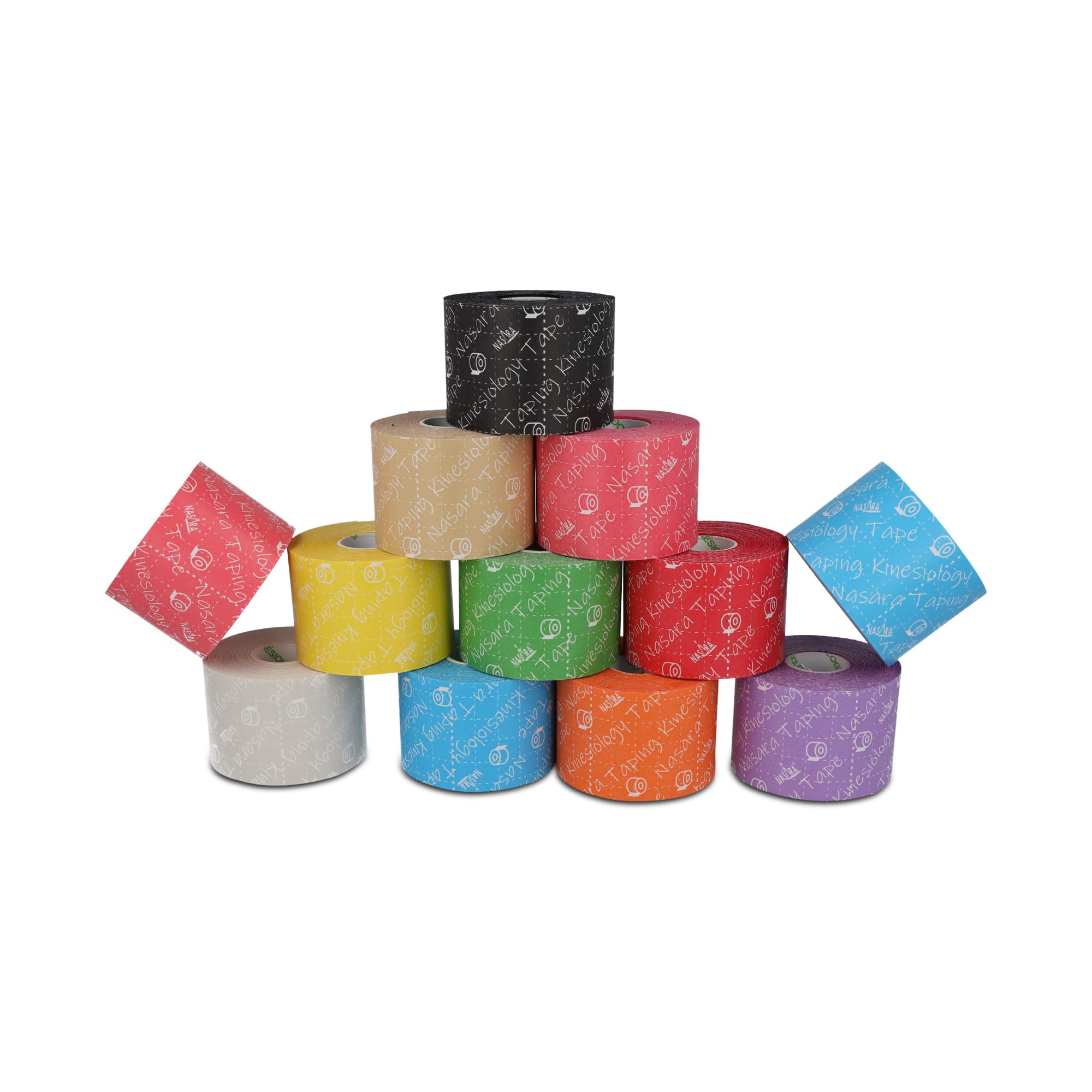 Nasara Original Kinesiologie Physio Sport Tape: Sparset mit 12 Tapes für Sport und Medizin, Rollengröße 5cm x 5m, Mix mit 2x pink, 2x türkis