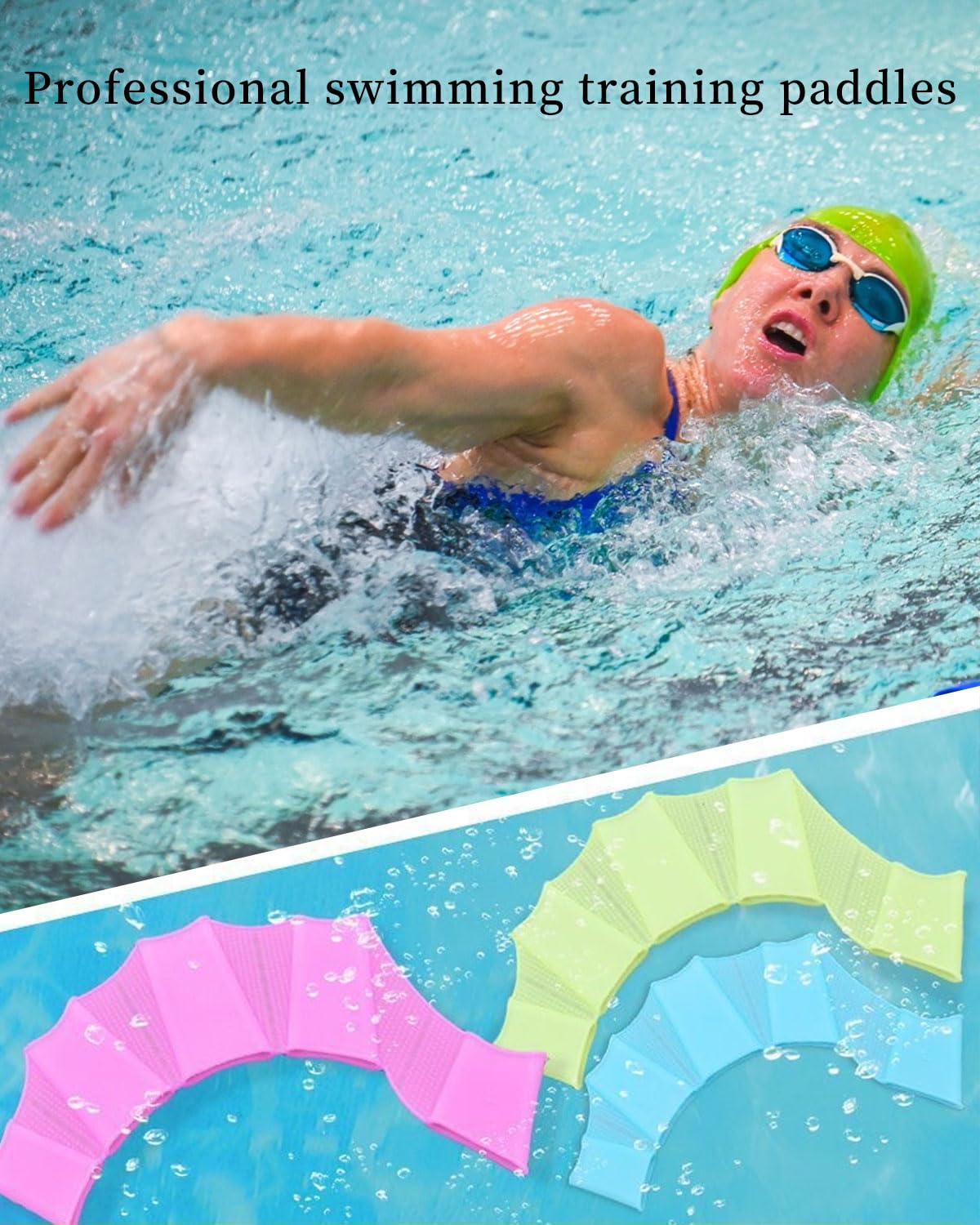 3 Paires Gants de Natation Gants Palmés de Natation Palmes de Main, Gants Natation Palmée en Silicone, Taille Gants Aquatiques en Palmes pour Femmes Surf, Plonger, Entraînement de Natation
