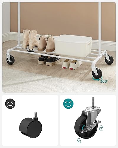 Miniatura 6 de SONGMICS Perchero de alta resistencia, perchero de ropa de 39.4 pulgadas con estante de almacenamiento, perchero con ruedas, diseño industrial,