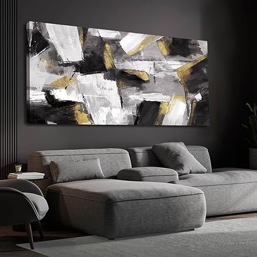 SOUGUAN Arte de Pared Abstracto Decoración de Pared en Lienzo Dorado Arte de Pared en Lienzo para Sala de Estar Impresiones Modernas en Lienzo