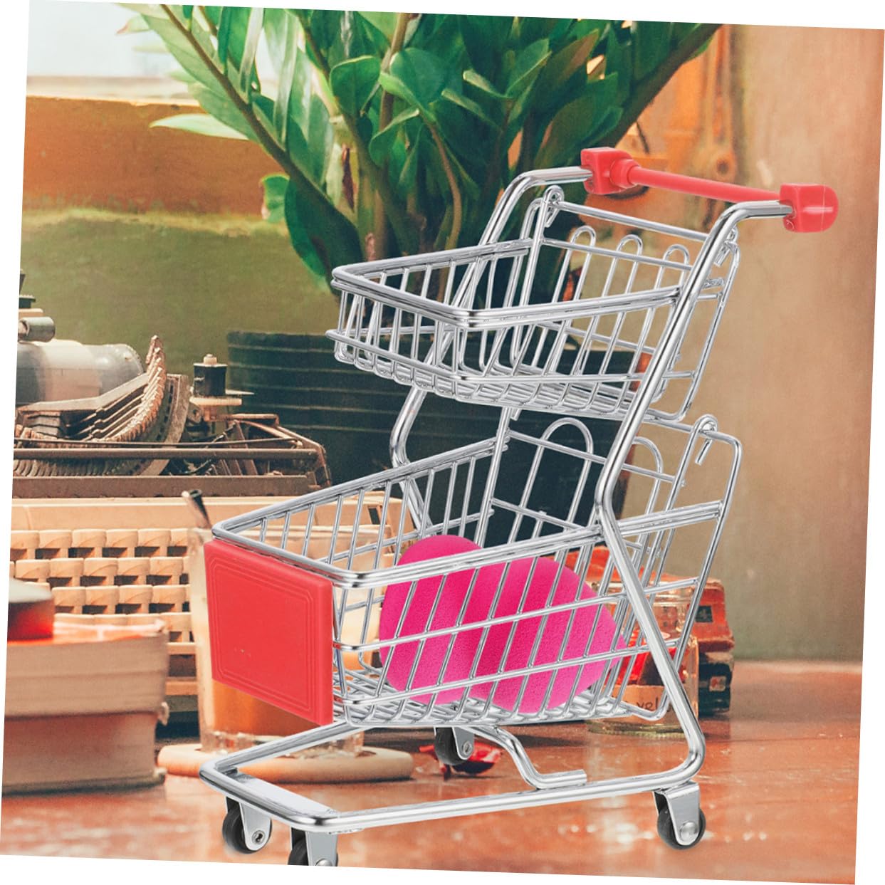 SUPVOX 2pezzi Carrello della Spesa Giocattolo Mini Carrello Supermercato Doppio Giocattoli per Ragazzo Ragazza