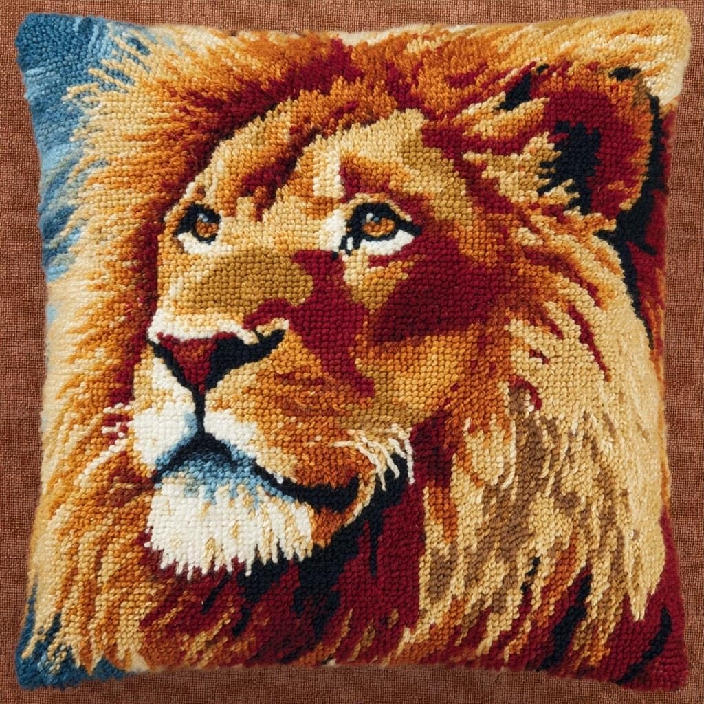 Henypt Latch Hook Cushion Kits, Lion