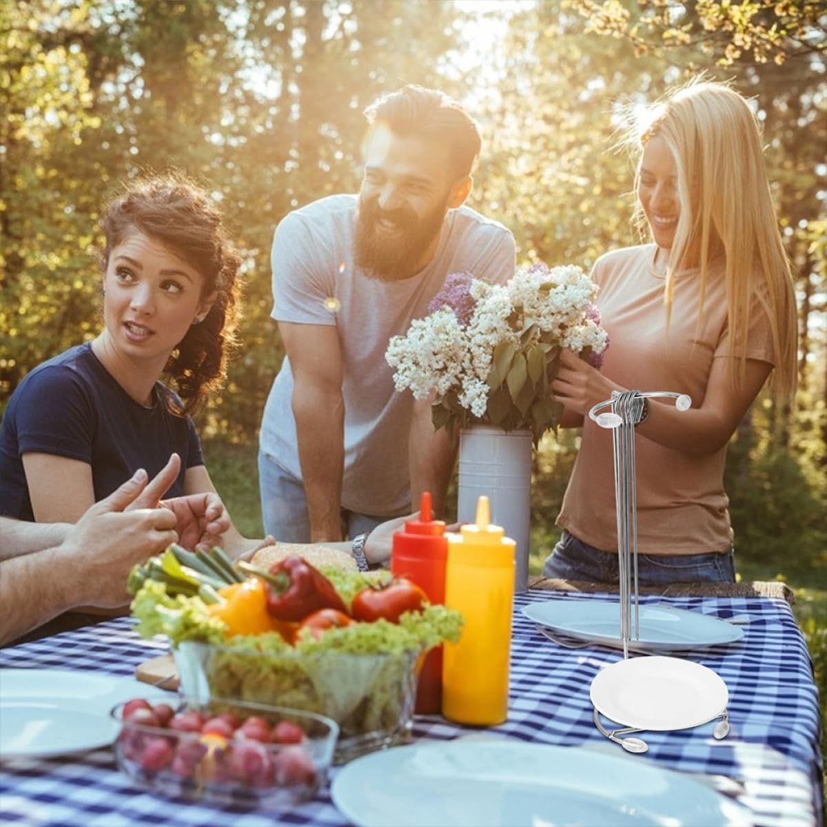 Abaodam Supporto per Barbecue Sospeso in Acciaio Inossidabile Griglie per Spiedini e Accessori, Set da 2 Pezzi per Cucina All'aperto e Uso Domestico, per Grigliate e Campeggio