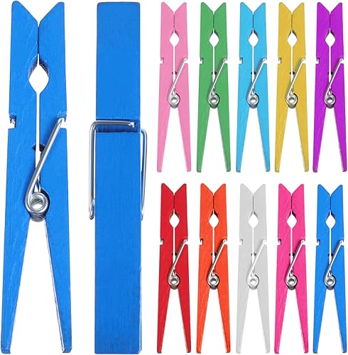 Cabilock 100 pinzas de colores para ropa, alfileres de madera natural, varios clips para colgar ropa, fotos decorativas