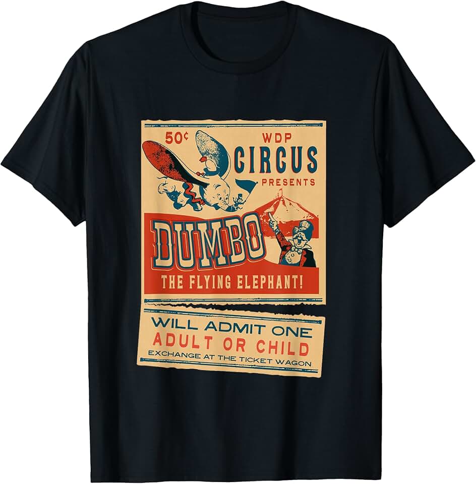 Disney Dumbo The Flying Elephant Circus Ticket Vintage Retro T-Shirt OEKO-TEX STANDARD 100