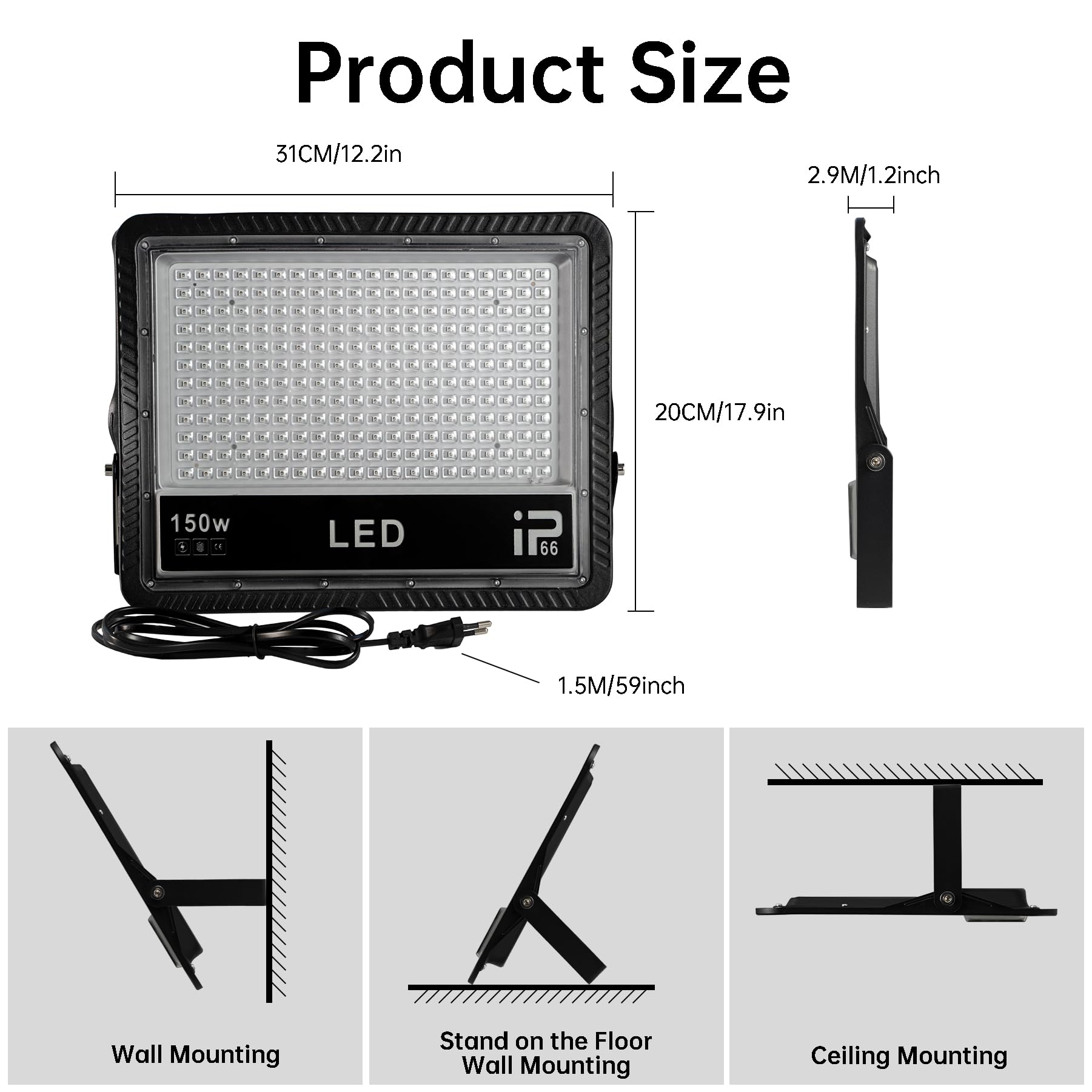 2 Pièces Lumiere Noire LED 150W, Projecteur LED UV Extérieur, 385-400nm, IP66 étanche Lumière Noire pour Soirée Fluo,Bar, Halloween,Effets Fluorescents,Fête,Boîtes de Nuit