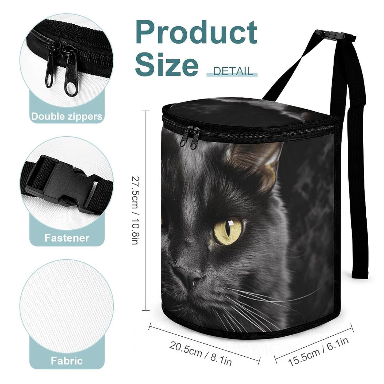 Hanging Car Trash Bag A Black Cat Printed Car Garbage Storage Bag Leakproof Car Trash Can Portable Garbage Storage Bags