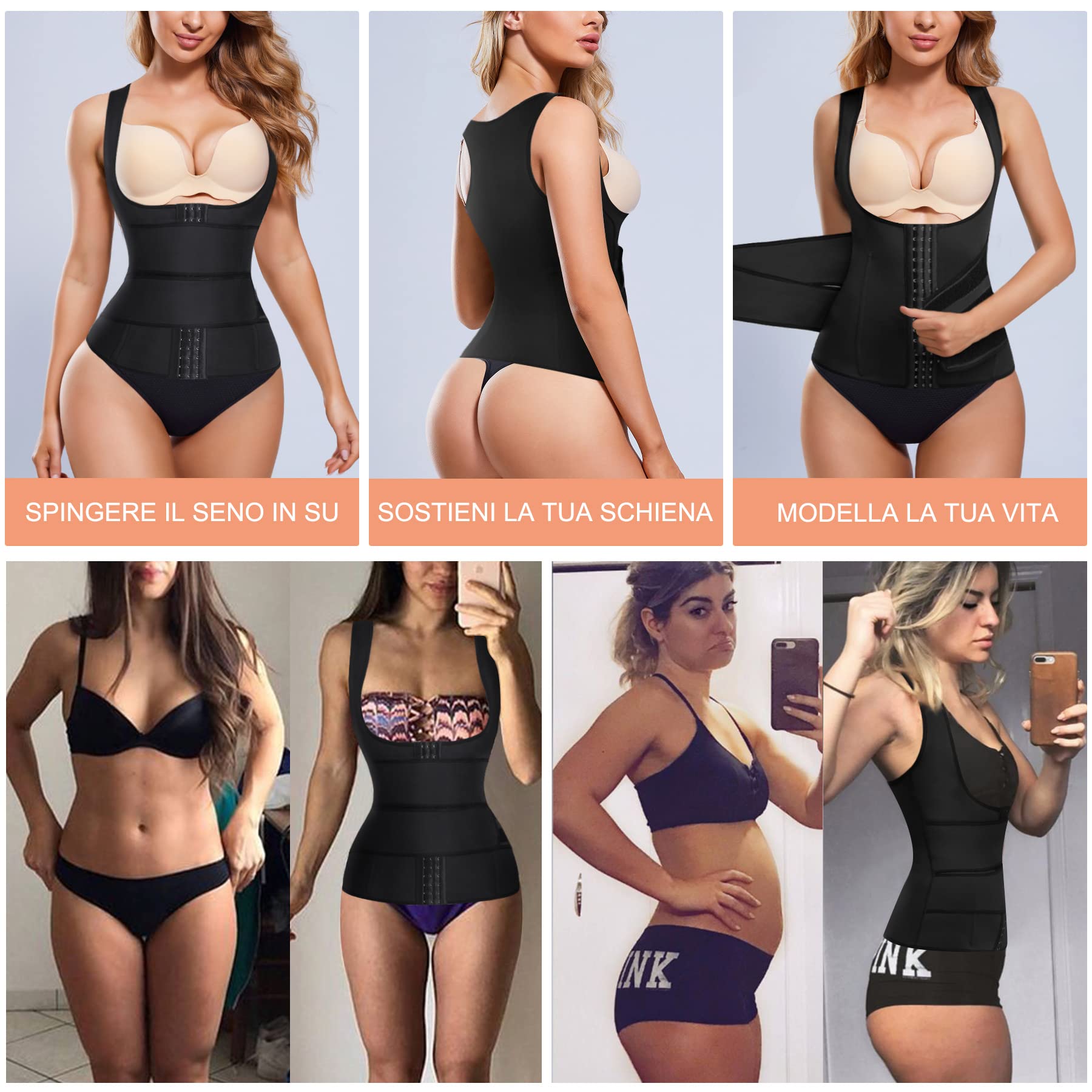 Corsetto Stringivita Modellante Dimagrante Donna con Regolabile Waist Trainer Postpartum Cintura Snellente Pancia Cincher Body Shaper