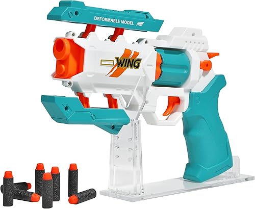 Yewdrum Foam Darts Soft Bullet Wing Blaster Y7, 24 Darts, Educational Deformable Toy Model, Toy Gift for Kids, Boys, Girls, Age 6+, Blue