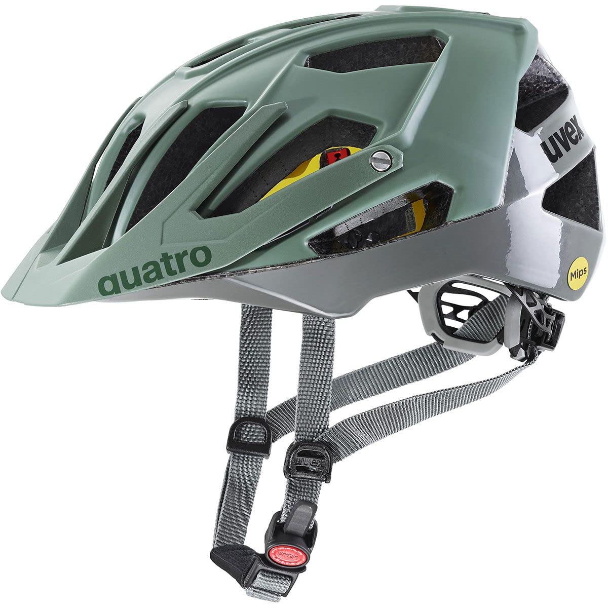 uvex Quatro CC MIPS, Casco MTB Seguro Unisex, Sistema MIPS, Visera Regulable, Moss Rhino, 56-61 cm Deportes y aire libre