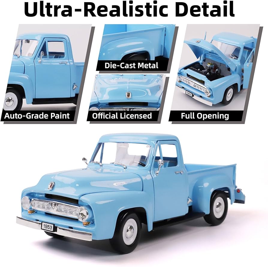 新品未開封　フォード F100 トラック 1/18スケールダイキャストメタル Amazon.com: LUCKY DIE CAST 1953 Ford F-100 Pickup Truck 1/18 Scale