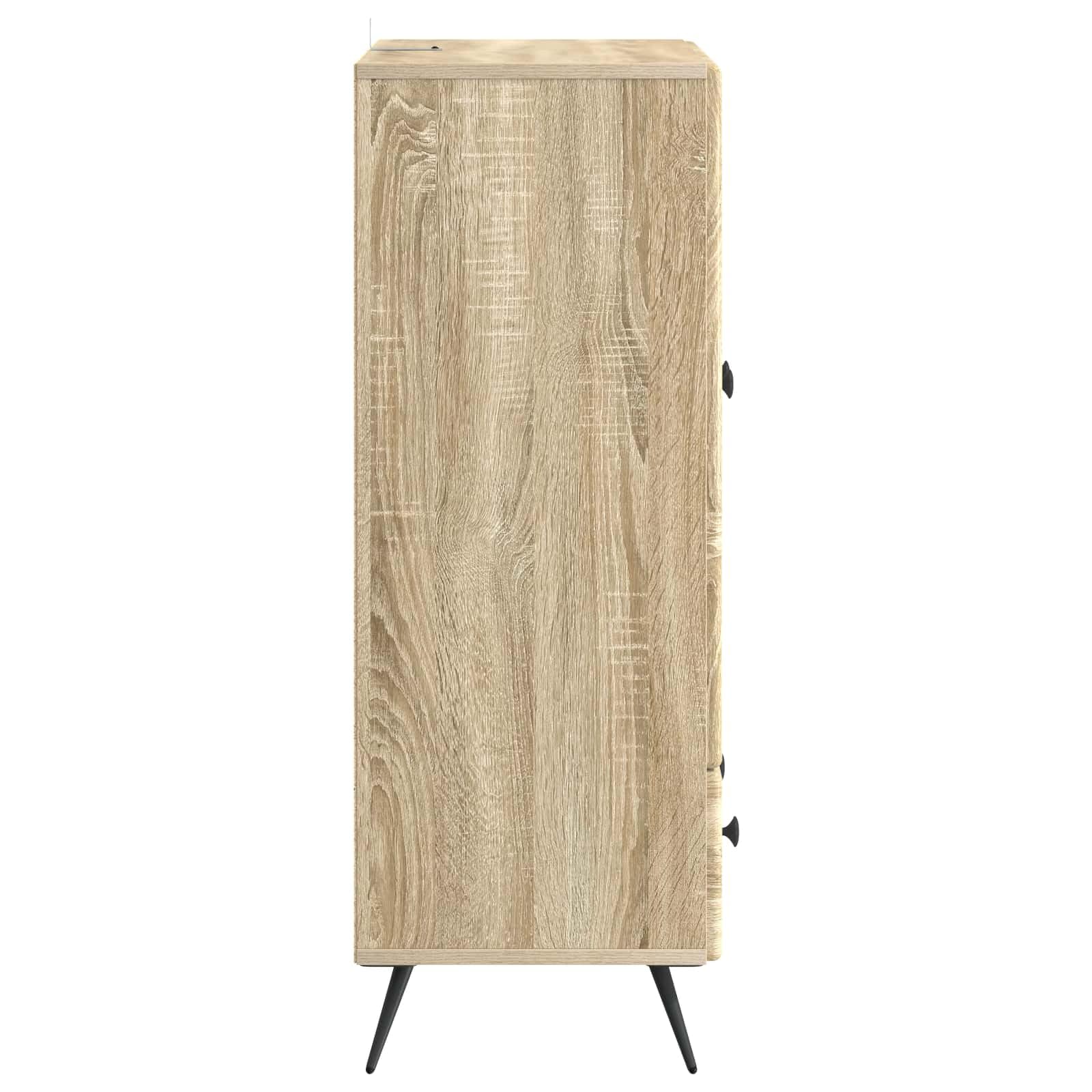 Générique Sonoma bufet dębowy, 66 x 34,5 x 95 cm, drewno inżynieryjne, szafka do przechowywania salonu z półkami i przegródkami, klasyczna zastawa stołowa do jadalni lub przedpokoju