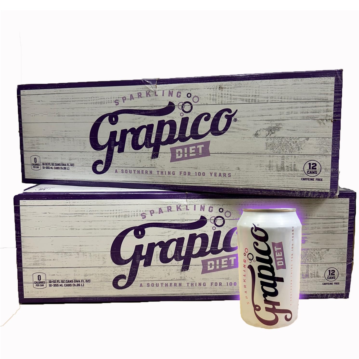 Grapico Diet Grape Soda 12 Pack Cans Zero Calories Caffeine Free (2 cases, 24 cans)