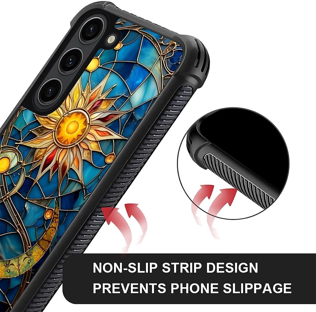 Case for Samsung Galaxy S23 Plus,Anti-Scratch Reinforced Corners Shockproof Protective Case for Men & Women-Celestial Stained Glass Moon Stars image 5