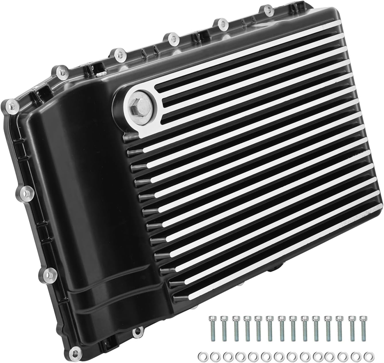 328053210 10R80 Heavy-Duty Cast Aluminum Shallow Transmission Pan Fits for Ford F150 F250 F350 Expedition Mustang Ranger Explorer Bronco with Lincoln Navigator 2017-2026 10R60 10R100