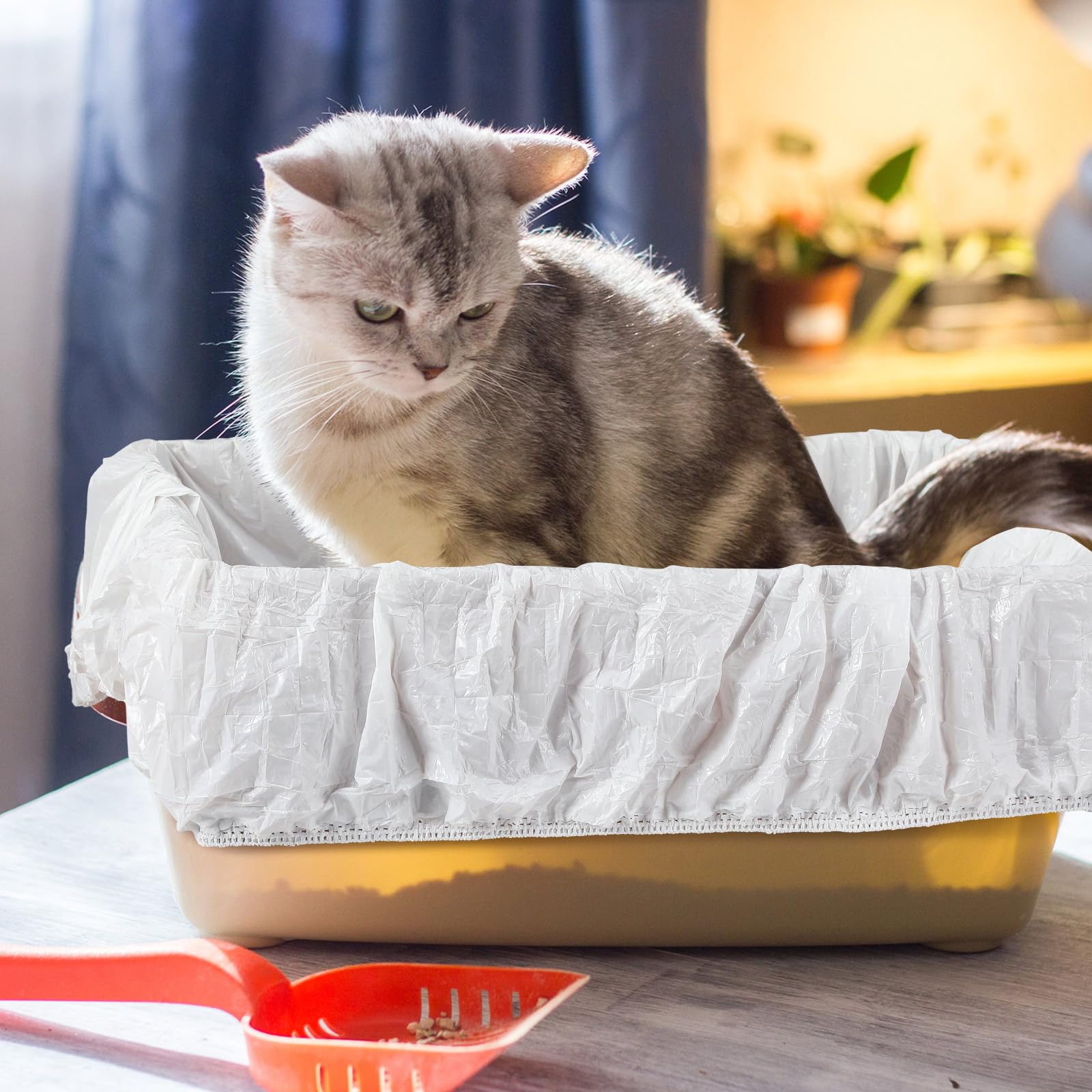 Honoson Müllbeutel mit elastischem Band, transparent, für die selbstreinigende Katzentoilette X5, 200 Stück