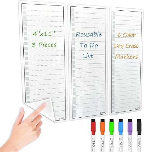 JJPRO La pizarra blanca se adhiere a todas las superficies lisas. La tabla de tareas no magnética de borrado en seco se adhiere a la nevera,