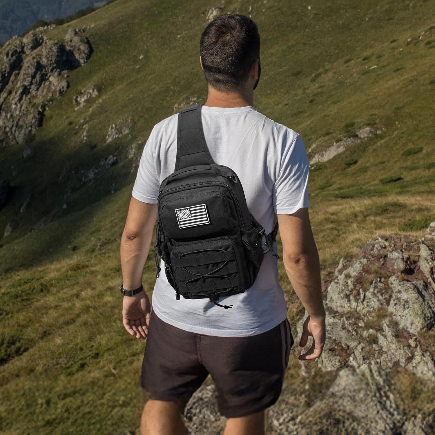 G4Free Tactical Sling Bag for Men Women EDC Concealed Carry Bag with Molle Crossbody Shoulder Pack (Black) - Image 7