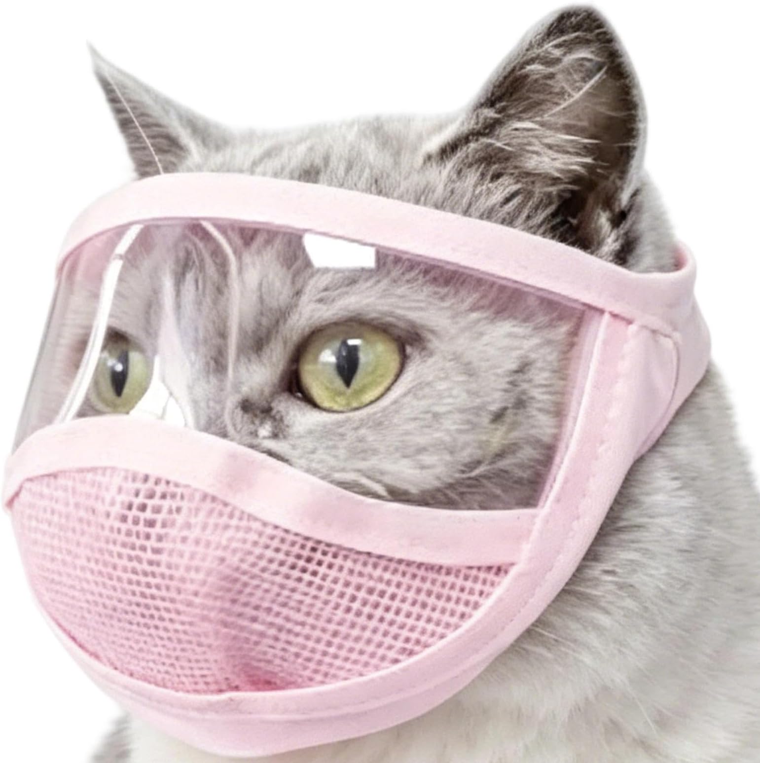 猫用フード・ネコ用ヘッドカバー・透明フェイスシールド エリザベスカラー代わり ネコ用サプライ - サイズ 調整 が 可能 な メッシュ 素材 の ペット の ため の ヘッド ウェア - 通気性の良い透明猫用グルーミングマスク お手入れ用 軽量フェイスシールド タイプ,噛みつきを防止し、トリミング、入浴、カット、屋外での遊びの際に使用できる