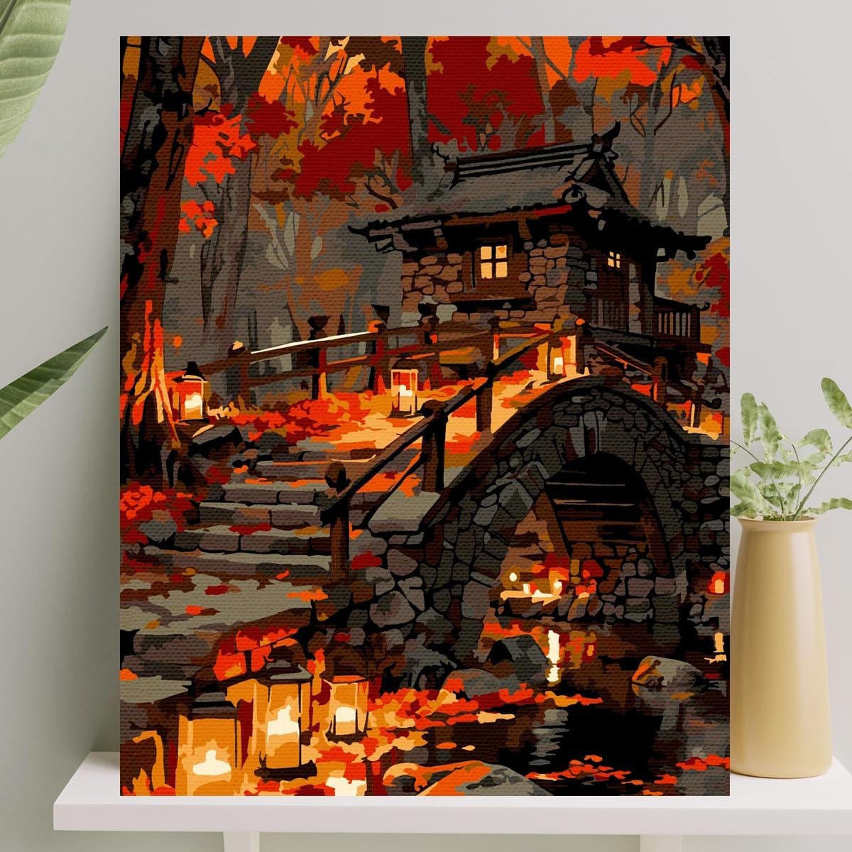 Sayılarla Boyama Tuval Seti Fırça Boya Dahil (Çıtalı) 40x50 CM - Taş Ev