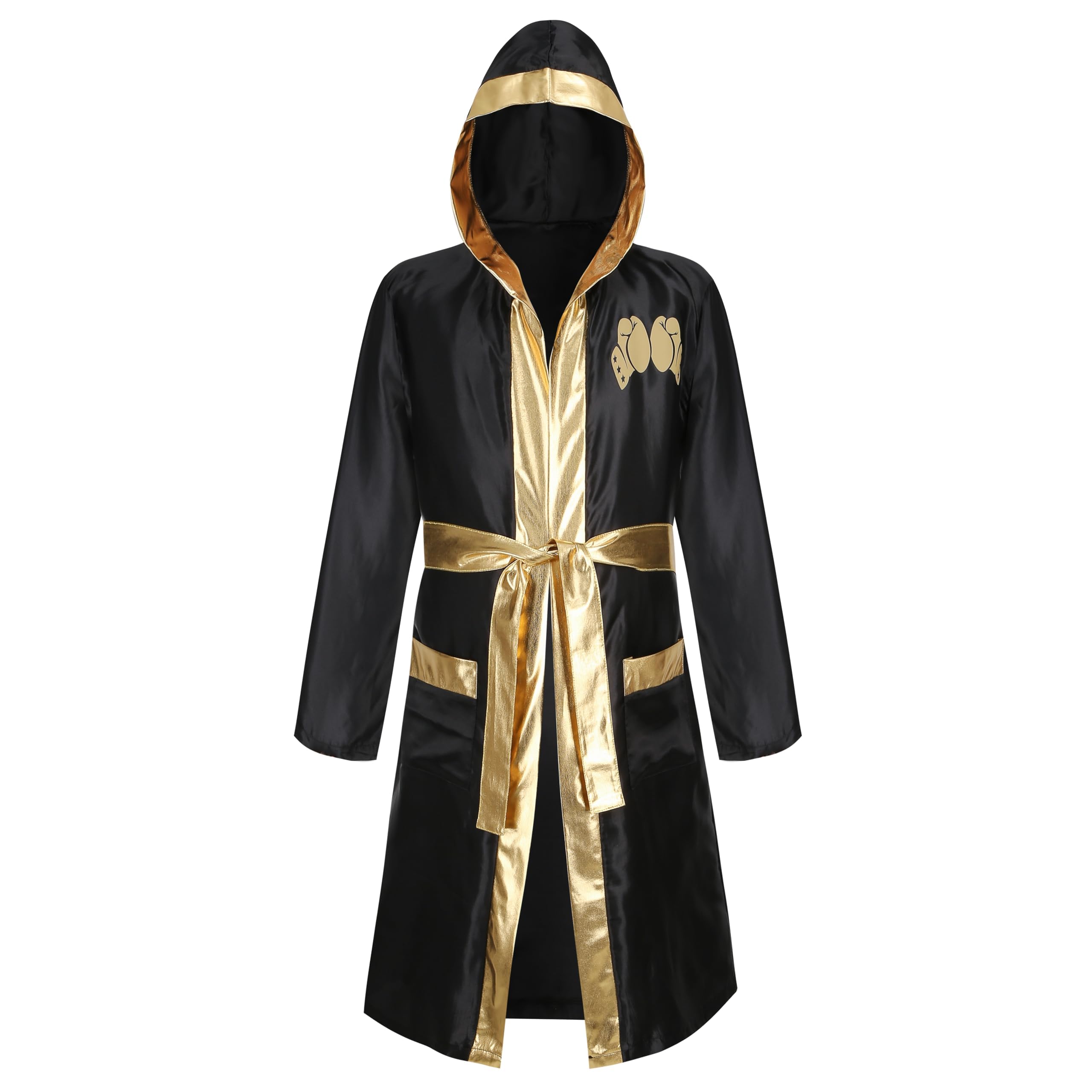 LMYOVE Peignoir de boxe en satin épais pour homme avec capuche et short - Fournitures de fête