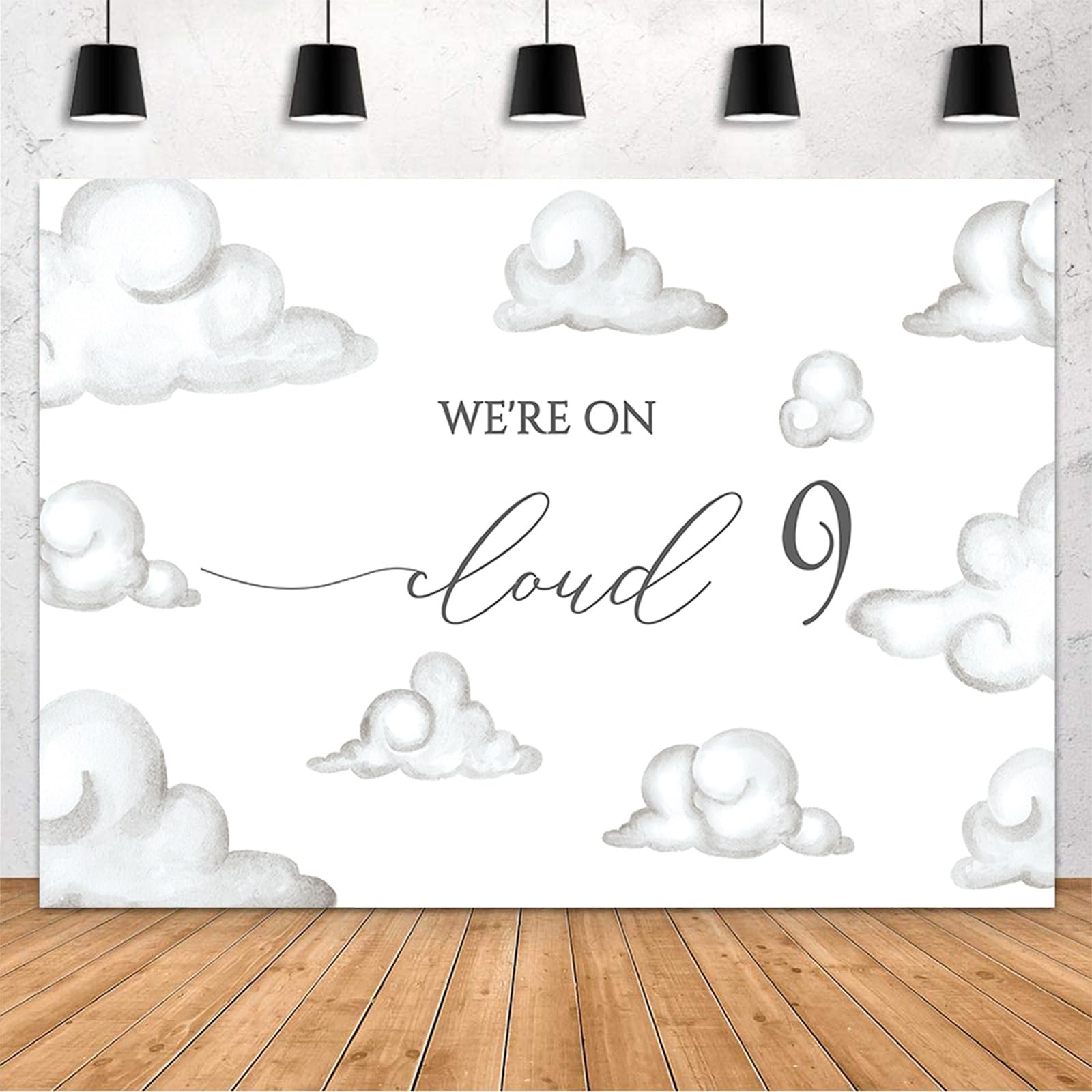 MEHOFOND 7x5ft Cloud Nine Baby Shower Backdrop We are On Cloud 9 Baby Shower Decorations White Cloud Party Decor We are On Cloud Nine Photography