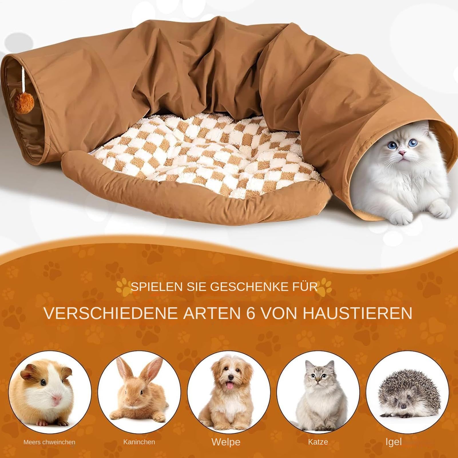 Túneles y Tubos de Gatos Casa Cueva Lavable Gruesa Para Juego Y Ejercicio