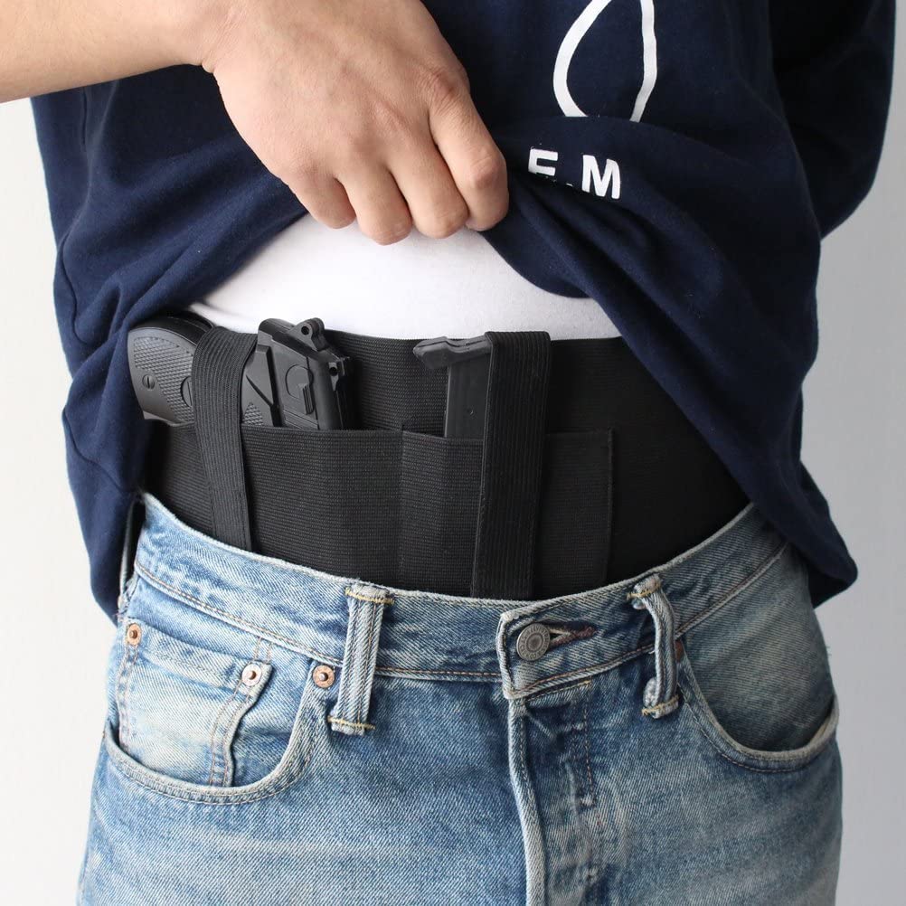 Fondina Pistola Nascosta Porta Pistola Multifunzionale Fondina, per il trasporto a mano oa destra con tasca, da Cintura in Neoprene Elastico Cintura Tattica